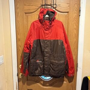 Burton Red Brown Ski Snowboard Jacket Men's XL Hooded Outerwear